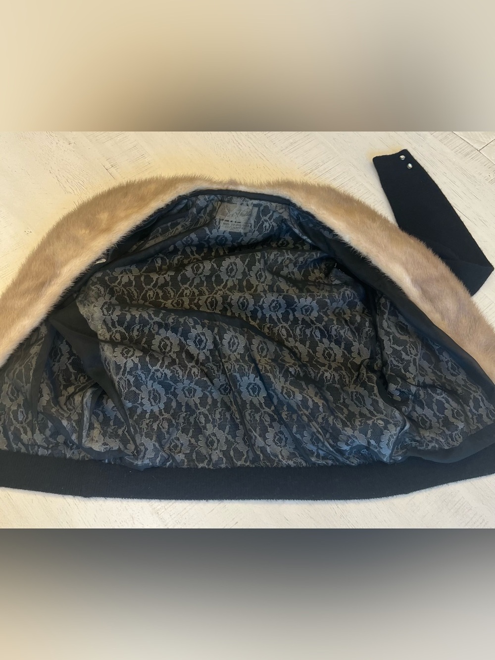 Vintage Hadleys Cashmere Dawn Mink Fur Collar Cardigan Sweater - Picture 8 of 11